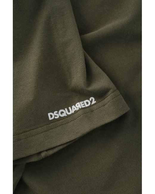 DSquared² Green Branded Crewneck Cotton T Shirt for men