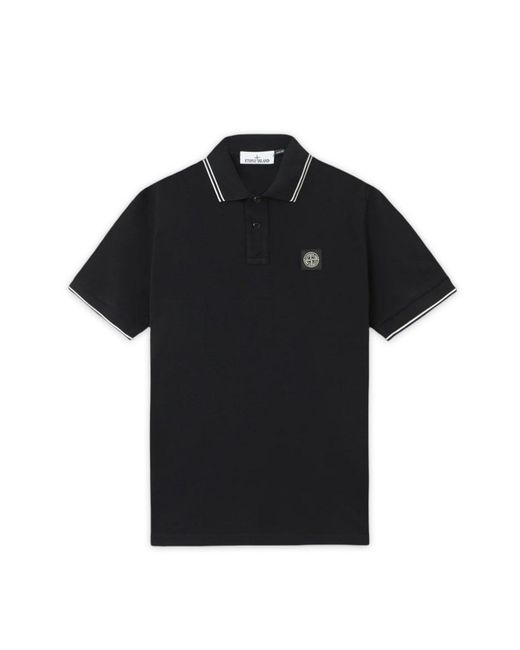 Stone Island Black S0018 Patch Logo Polo for men