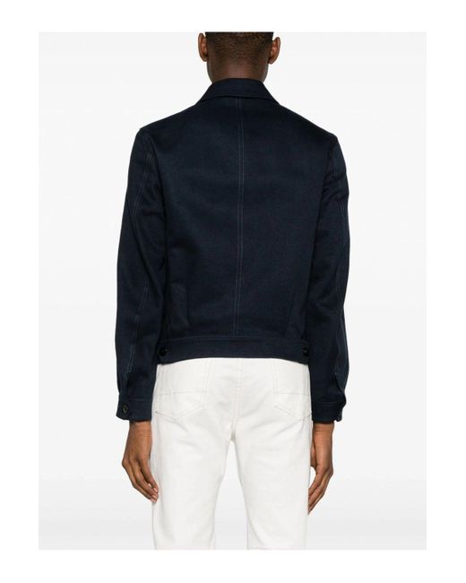 Tom Ford Blue Cotton Linen Twill Jacket for men
