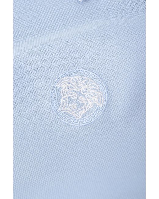 Versace Blue Embroidery Medusa Polo for men
