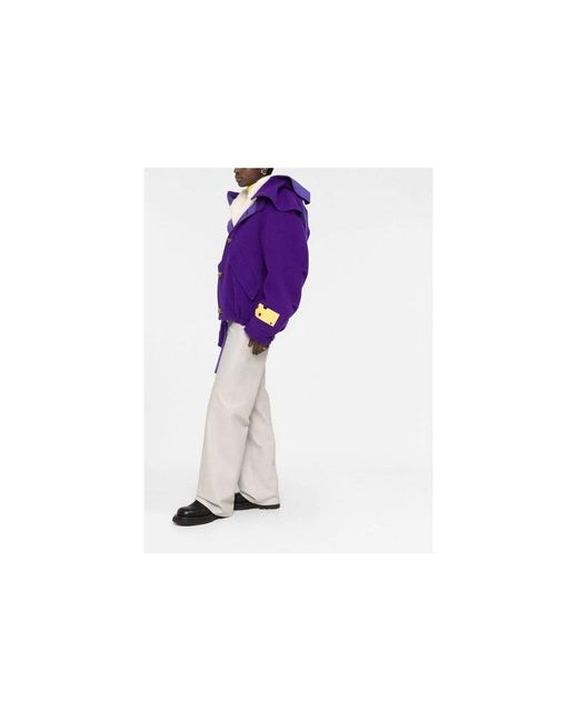 Off-White c/o Virgil Abloh Purple Wool Hooded Parka