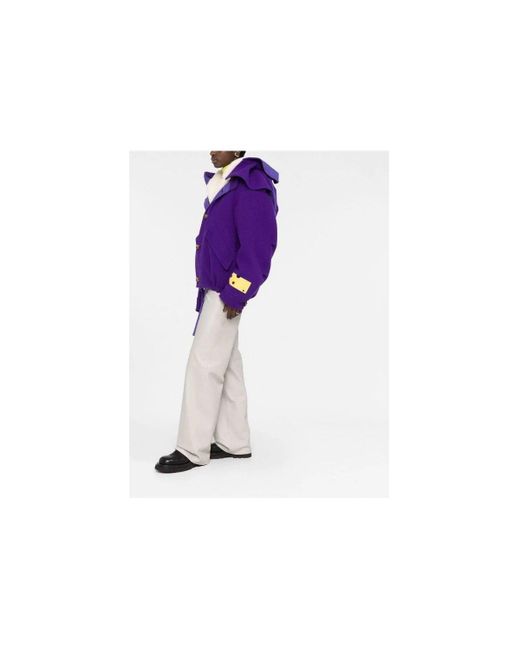 Off-White c/o Virgil Abloh Purple Wool Hooded Parka