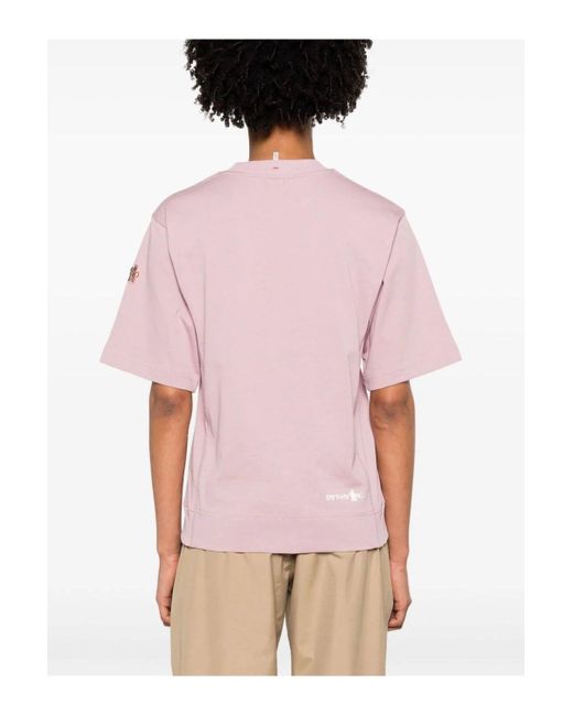 Moncler Pink Branded Cotton T Shirt