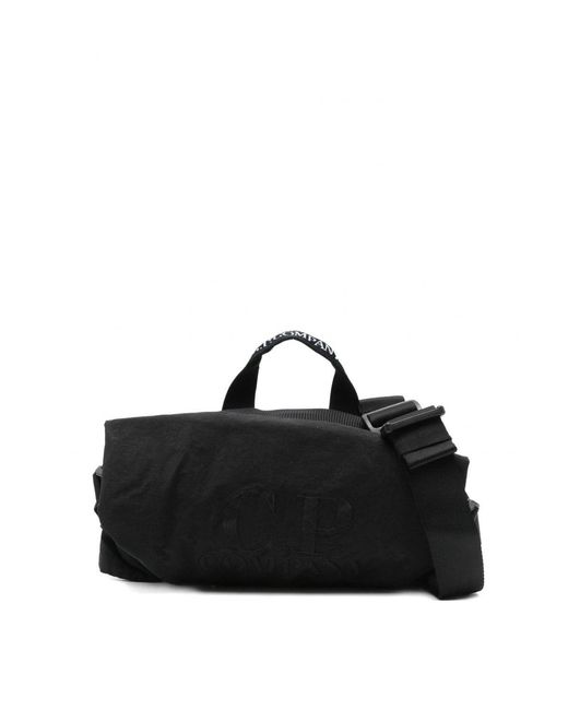 C P Company Black Logo Waist Bag for men