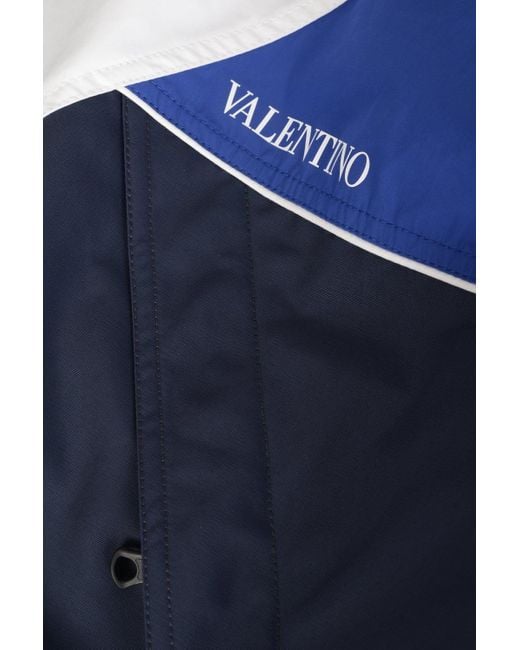 Valentino Blue Nylon Cotton Hooded Jacket for men