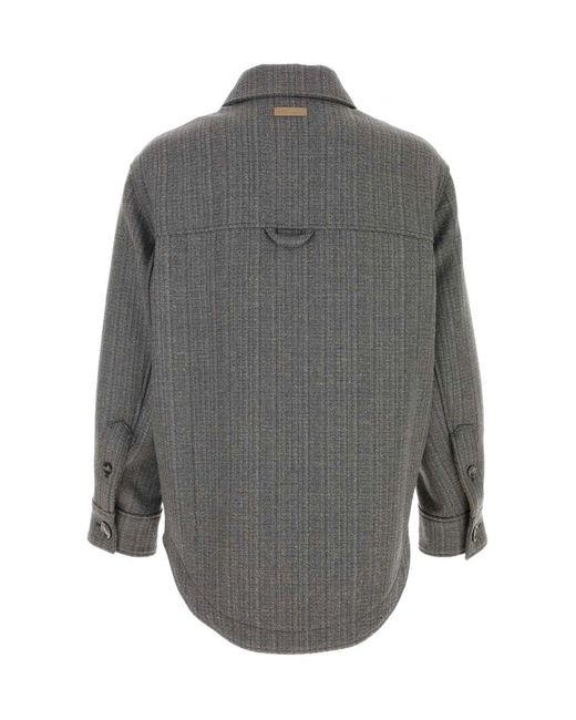 AMI Gray Double Wool Herringbone Jacket for men