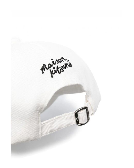 MAISON KITSUNE PARIS White Fox Head 6 Panel Cap for men