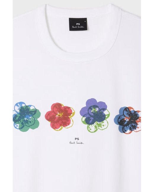 Paul Smith White Ps Regular Fit Floral T Shirt for men