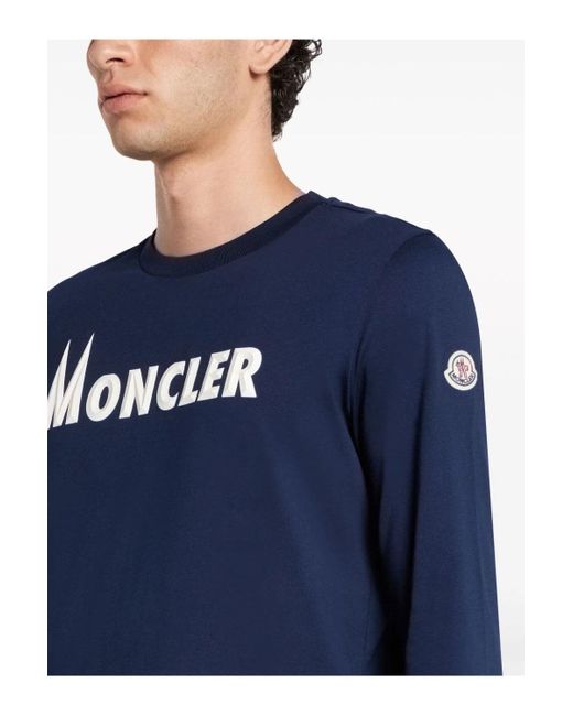 Moncler Blue Logo Cotton T Shirt for men