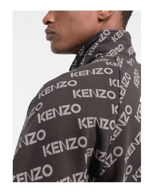 KENZO Gray Monogram Zip Jacket for men