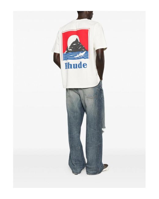 Rhude White Moonlight Regatta Tee for men