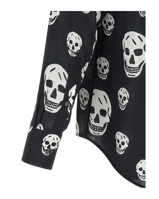 McQueen Black Skull Print Shirt for men