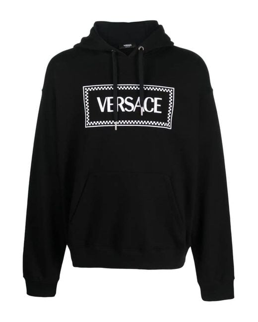 Versace Black Branded Pullover Hooded Top for men