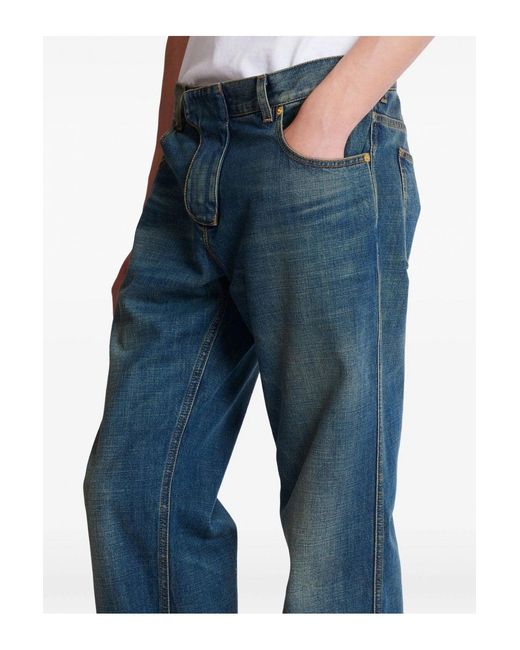 Balmain Blue Low Waist Denim Jeans for men