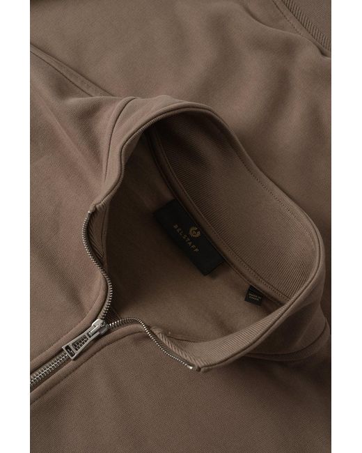 Belstaff Brown Patch Logo 1/4 Zip Sweatshirt for men