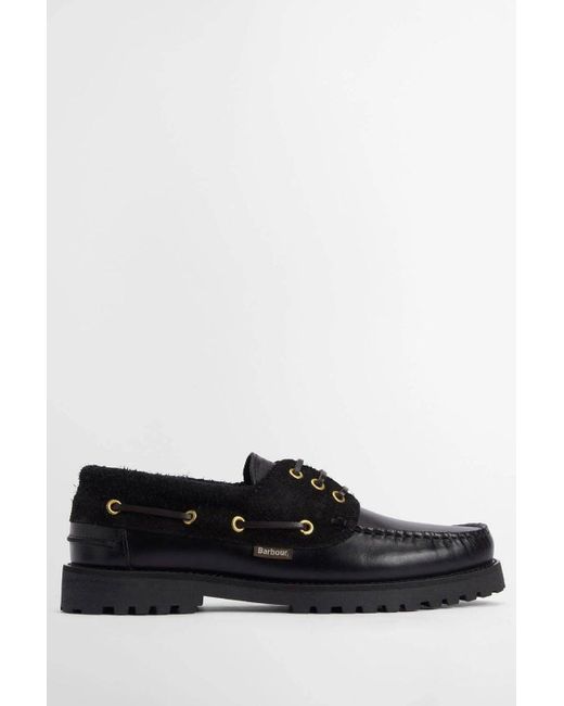 Barbour Black Deck Boat Shoes for men