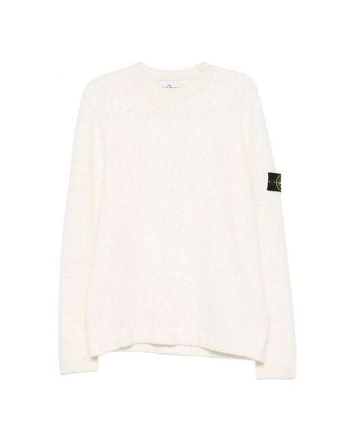 Stone Island White S00n2 Crewneck Sweater for men