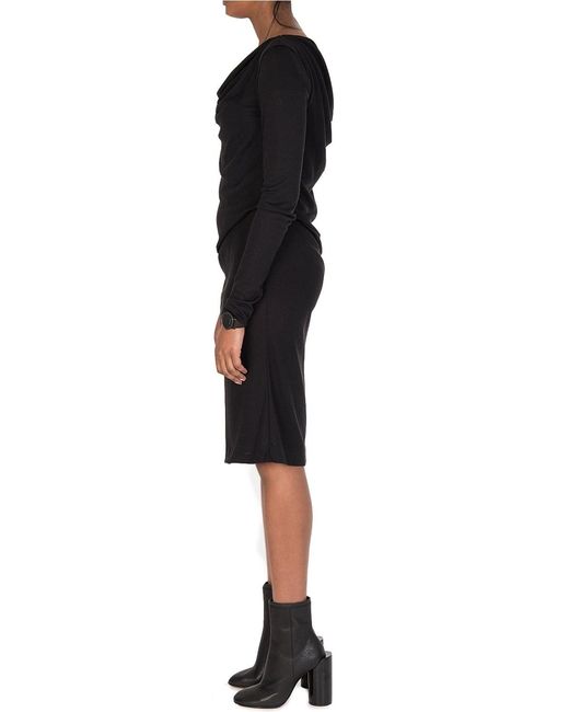 Maison Margiela Wool Silk Mix Ribbed Black Dress