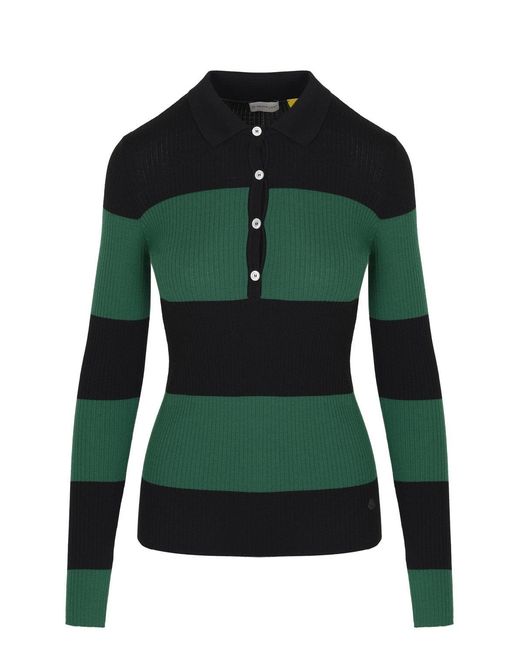 Moncler Genius Green Women's Knitted Ls Polo