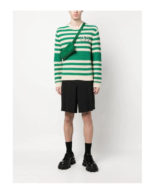 Valentino Green Vlogo Stripe Sweater for men