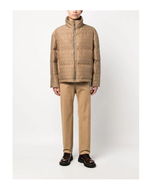 Versace Brown All Over Down Jacket for men