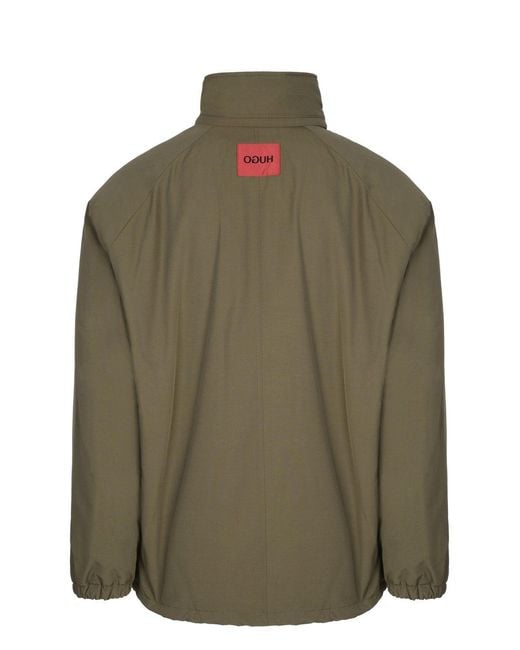 HUGO Green Logo Printed Funnel Neck Jacket for men