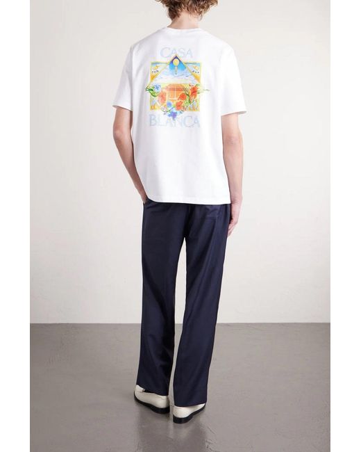 Casablanca White Flower Court T Shirt for men
