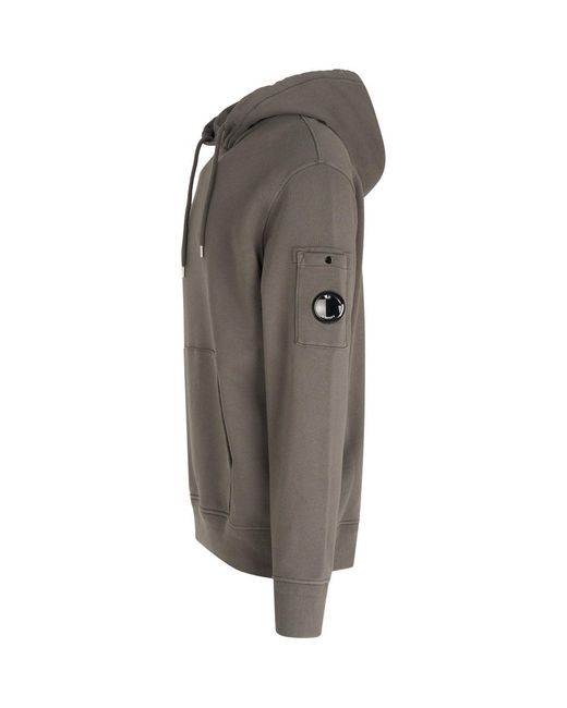 C P Company Gray Diagonal Fleece Hoody for men
