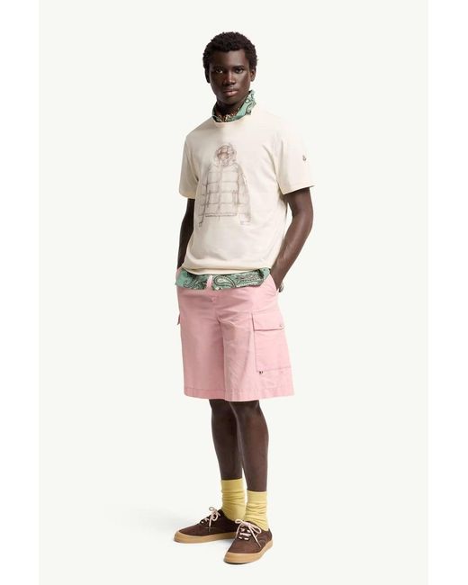 Moncler Natural Printed Cotton T Shirt for men