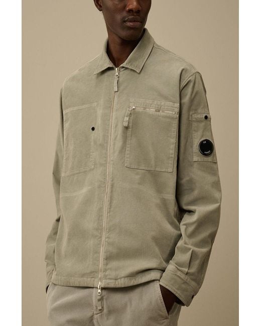 C P Company Green Corduroy Zip Overshirt for men