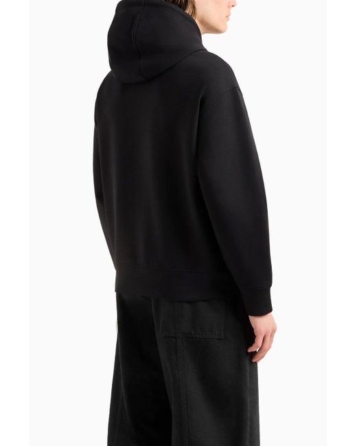 Emporio Armani Black Pullover Cotton Hooded Top for men
