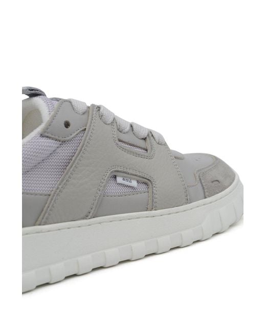 AMI Gray Leather Walk Sneakers for men