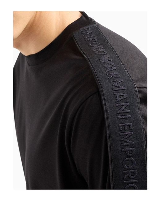 Emporio Armani Black Tape Logo T Shirt for men