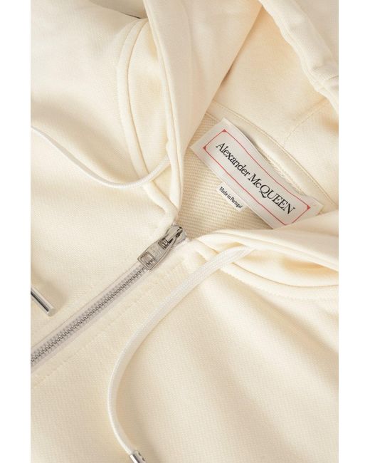 McQueen Natural Tape Detail Hooded Top for men