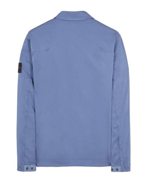 Stone Island Blue Patch Pocket Cotton Overshirt for men