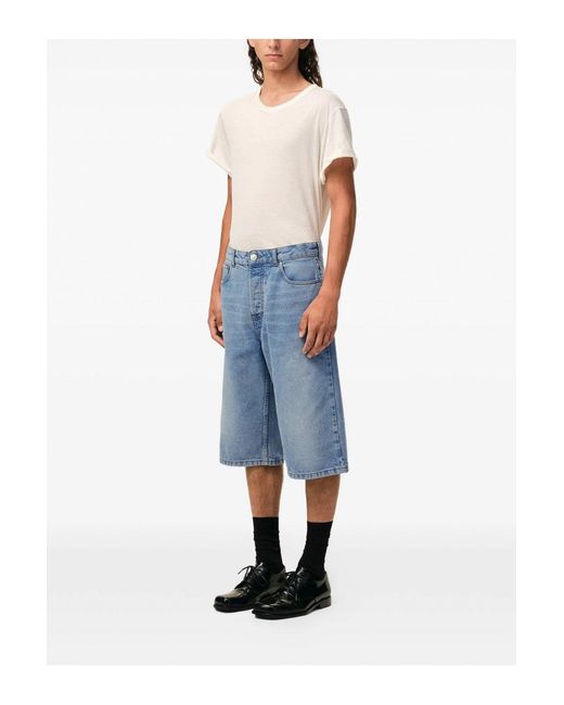 AMI Blue Denim Bermuda Shorts for men