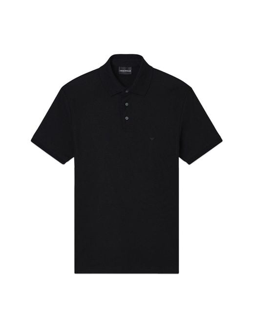 Emporio Armani Black Contrast Collar Poloshirt for men