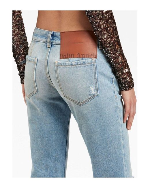 Palm Angels Womens Lw Denim Bootcut Jeans Blue