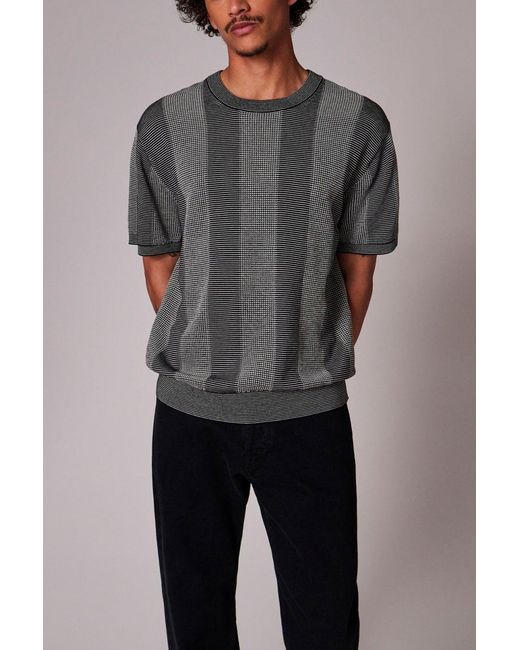 Paul Smith Gray Knitted Stripe T Shirt for men