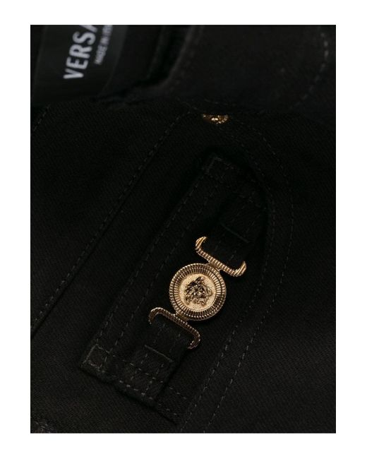 Versace Black Medusa 5 Pocket Jeans for men