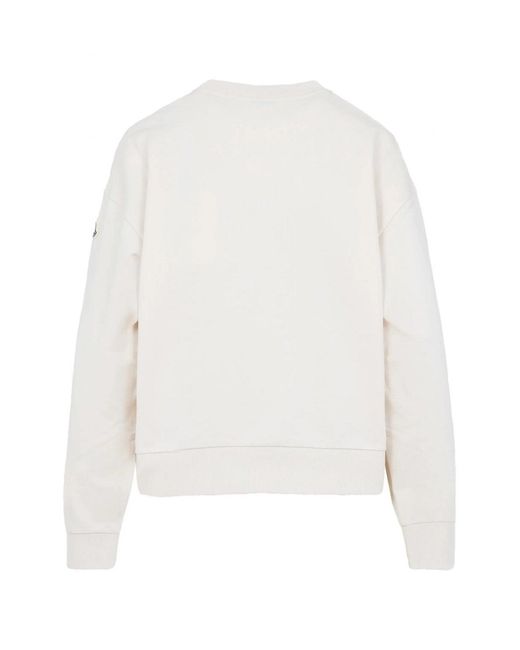 Moncler White Logo Patch Crewneck Sweatshirt