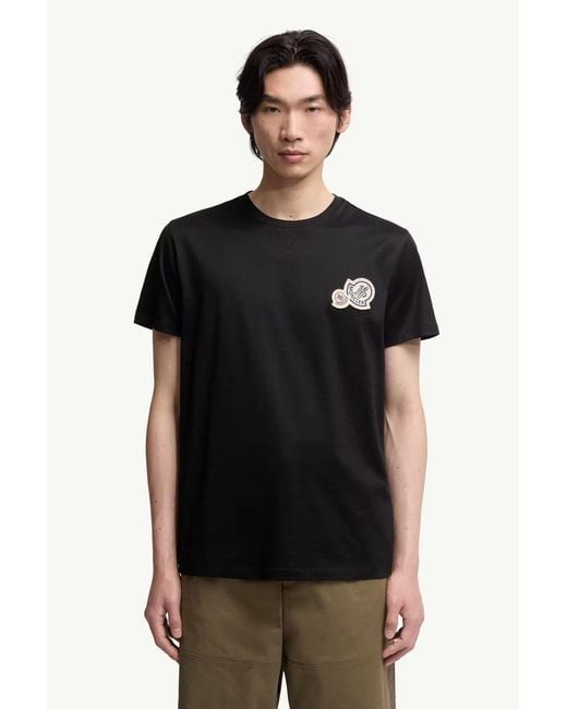 Moncler Black Double Logo T Shirt for men