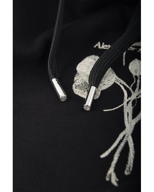 Alexander McQueen Black Organic Loopback Pullover Hooded Top for men