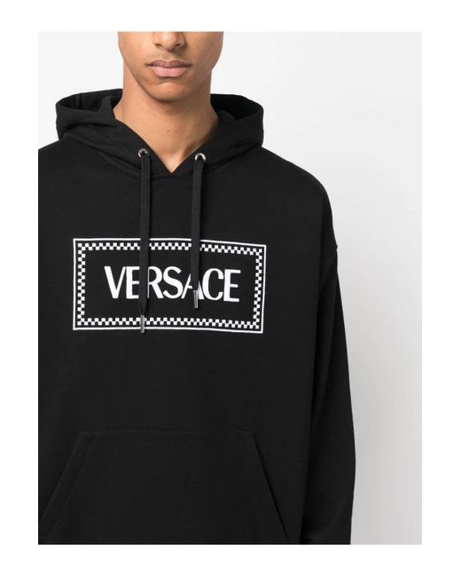 Versace Black Branded Pullover Hooded Top for men