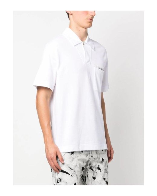 Palm Angels White Sartorial Tape Button Polo for men