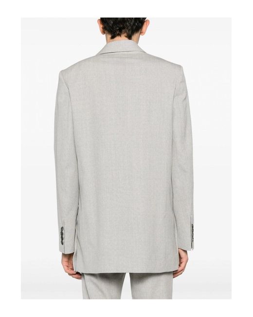 AMI White Virgin Wool Double Breasted Jacket for men