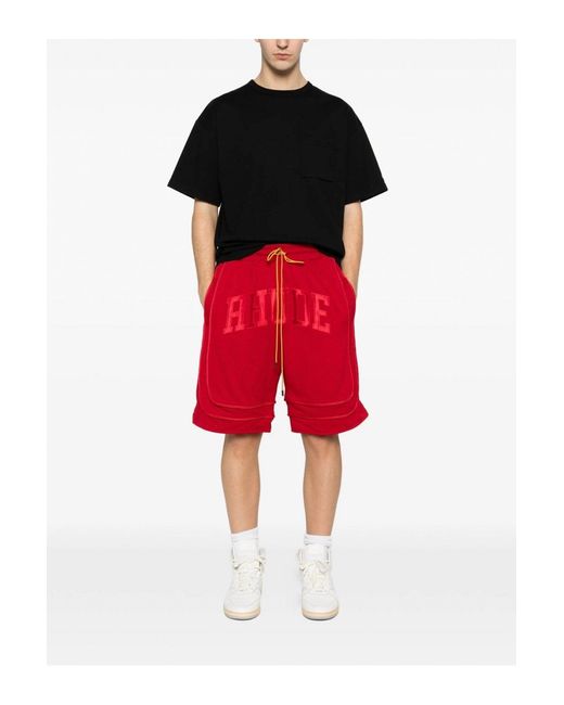 Rhude Red BAGGY Mesh Shorts for men