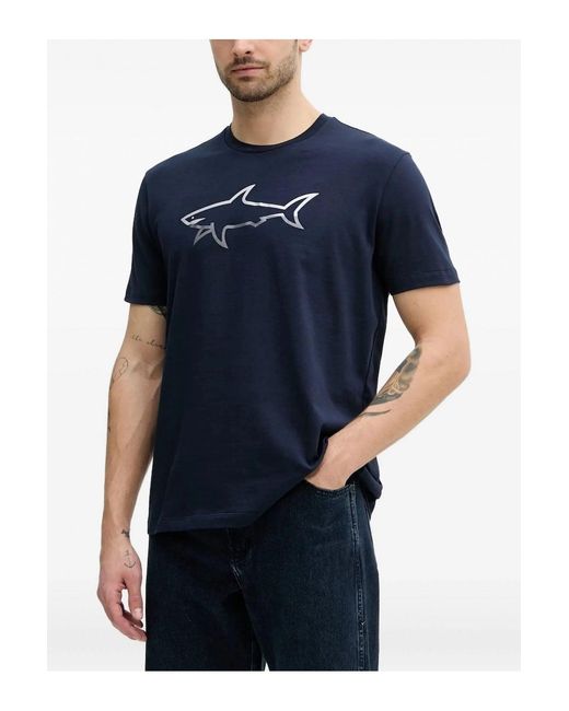 Paul & Shark Blue Lightweight Cotton Jersey T-shirt for men