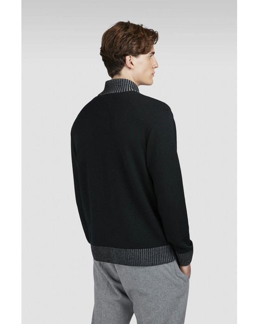 Paul & Shark Black Pure Wool Full Zip Sweater for men