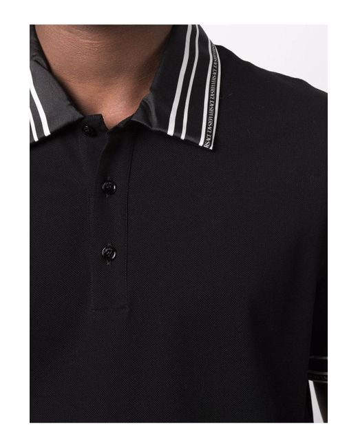 Versace Black Greca Collar Polo for men